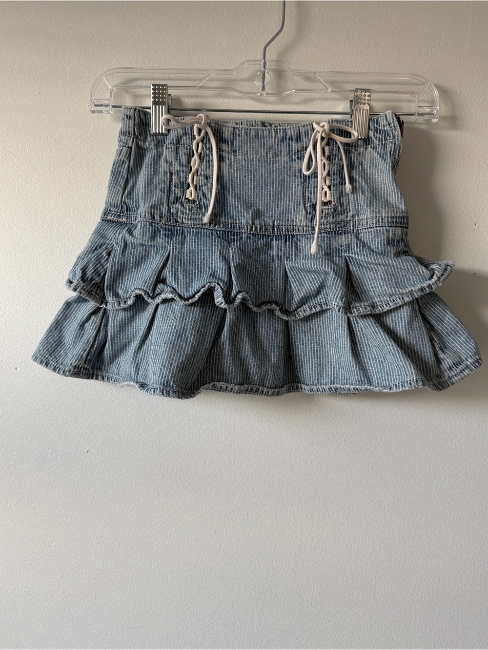 Polo by Ralph Lauren Light Blue Ruffled Denim Skater Skirt